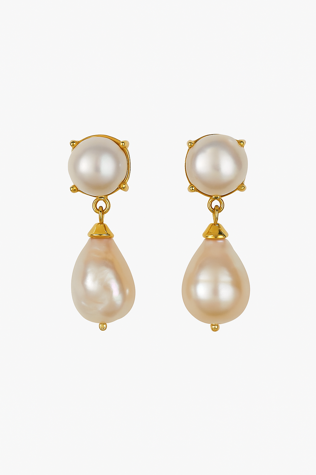 Double Pearl Drop Earrings